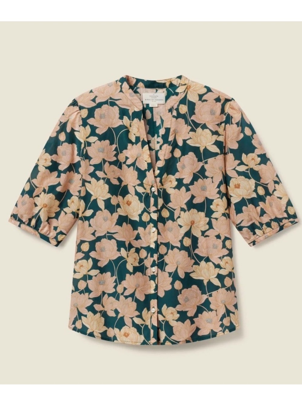 Trovata Birds of Paradis Dakota in Jasper Twilight Multi Silk Blend Blouse NWT - Picture 1 of 10